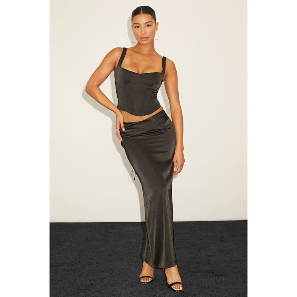 Lulus Satin Lace-up Two-piece Corset and Maxi Skirt